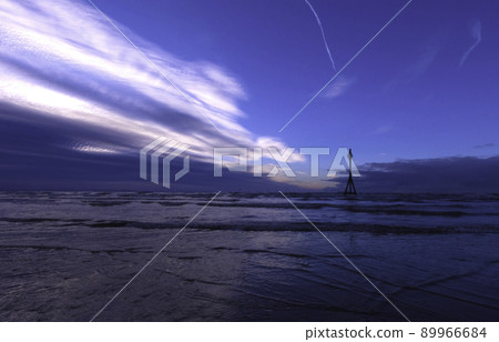 Sunset on Crosby Beach in winter Sunset on Crosby Beach in winter 89966684