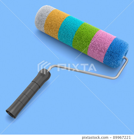Paint roller for painting walls and renovating apartment on blue background. 89967221