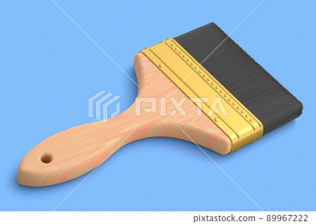 Paint bristle brush for repair work and construction on blue background. 89967222