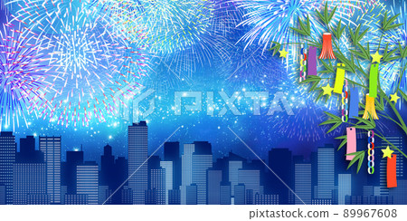 七夕城市景觀背景素材 89967608