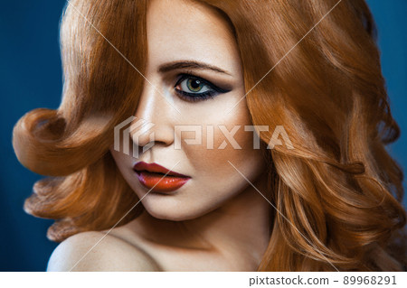 beauty portrait of stylish woman with elegant hairstyle and makeup beauty portrait of stylish woman with elegant hairstyle and makeup 89968291
