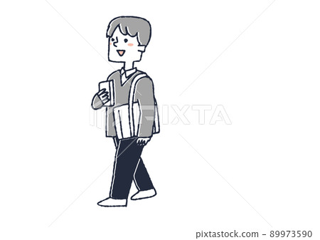 Drawing Cartoon School Boy Walking In The School Season PNG Images | PSD  Free Download - Pikbest