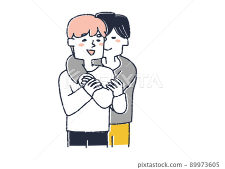 一對男人，兩個幸福相愛的人，一個可笑的手寫人 89973605