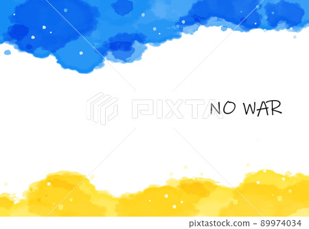 藍色和黃色沒有戰爭水彩抽象框架 3 89974034
