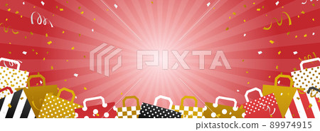 Confetti x concentrated line x shopping bag red background (horizontal for banners) 89974915