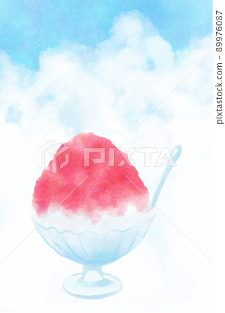水彩風格刨冰背景插圖 89976087