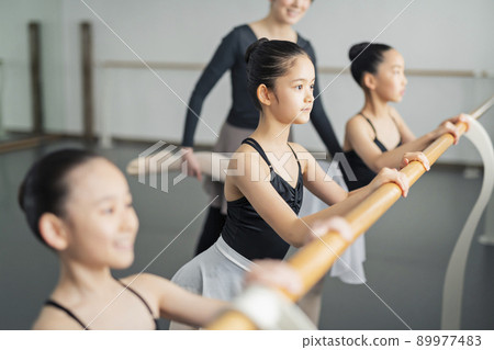 Ballet classroom teacher and children Ballet classroom teacher and children 89977483