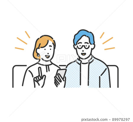 夫婦用智能手機申請的圖像插圖素材 89978297