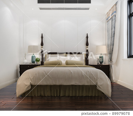 3d rendering bed in classic european bedroom 3d rendering bed in classic european bedroom 89979078