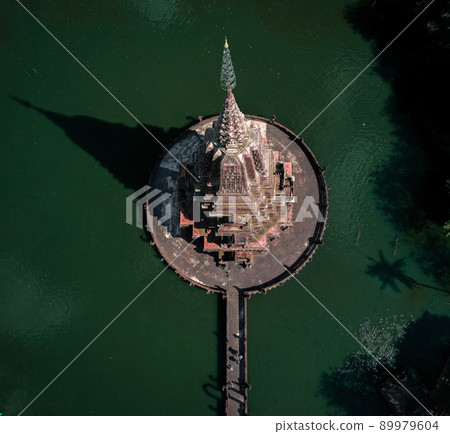 Aerial view of Wat Huai Kaeo or Wat Huay Kaew pagoda temple in Lopburi,Thailand Aerial view of Wat Huai Kaeo or Wat Huay Kaew pagoda temple in Lopburi,Thailand 89979604