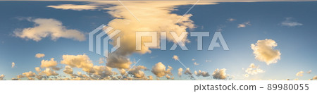 Dark blue sunset sky panorama with Cumulus clouds. Seamless hdr pano in spherical equirectangular format. Complete zenith for 3D visualization, game and sky replacement for aerial drone 360 panoramas. Dark blue sunset sky panorama with Cumulus clouds. Seamless hdr pano in spherical equirectangular format. Complete zenith for 3D visualization, game and sky replacement for aerial drone 360 panoramas. 89980055