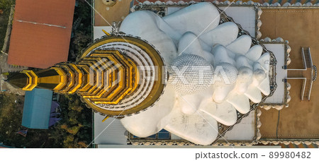 Aerial view of Wat Phrathat Pha Sorn Kaew, white buddha temple in Phetchabun, Thailand 89980482