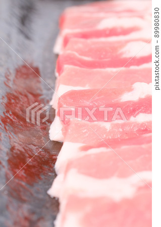 Pork ribs for one person, black plate Pork ribs for one person, black plate 89980830
