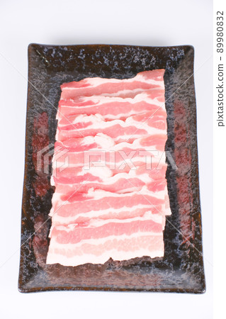 Pork ribs for one person, black plate Pork ribs for one person, black plate 89980832
