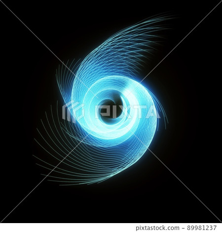 3d illustration of blue light swirling in the dark 89981237