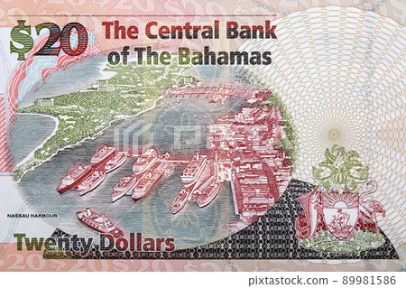 Nassau Harbour from Bahamian money 89981586