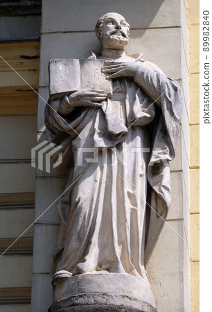 Saint Ignatius of Loyola on the portal of Saint James church in Ljubljana, Slovenia Saint Ignatius of Loyola on the portal of Saint James church in Ljubljana, Slovenia 89982840
