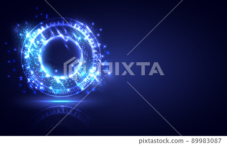 Abstract hi-tech background. luminous swirling. Glowing spiral cover. Halo around. Power isolated. Sparks particle. Space tunnel. LED color ellipse. Glint glitter. Sci-fi technology HUD circle 89983087