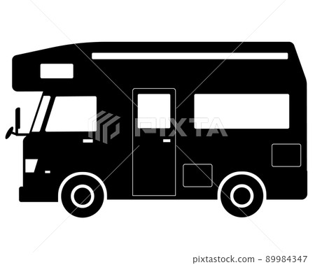 Camper black and white silhouette Camper black and white silhouette 89984347