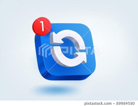 Update concept. 3d vector mobile application icon with notification 89984580