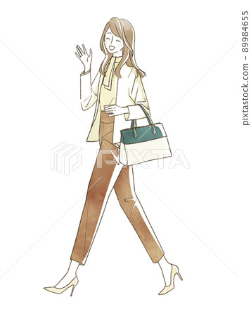 Woman walking with a smile 89984655