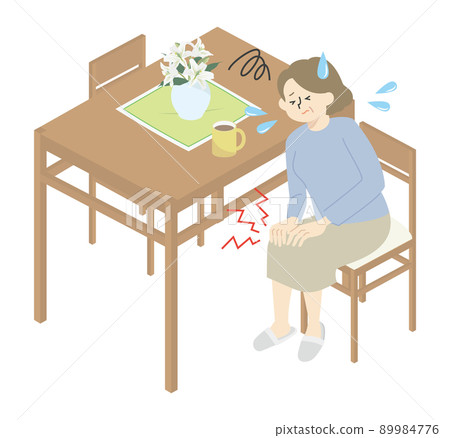 一位在家遭受膝蓋疼痛的婦女 89984776