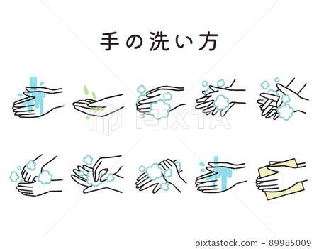Simple design hand washing procedure illustration 89985009