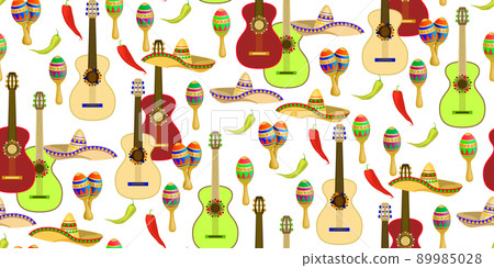 Seamless background traditional Mexican elements 89985028