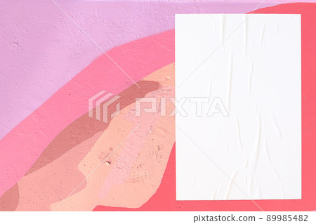 colorful urban wall texture with wrinkled glued poster template 89985482