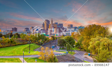 Skyline of downtown Hartford city, cityscape in Connecticut, USA 89986147