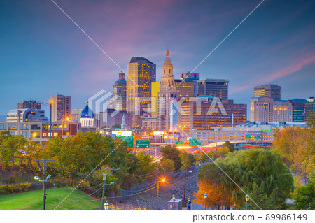 Skyline of downtown Hartford city, cityscape in Connecticut, USA Skyline of downtown Hartford city, cityscape in Connecticut, USA 89986149
