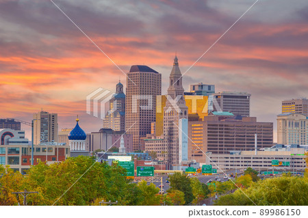 Skyline of downtown Hartford city, cityscape in Connecticut, USA Skyline of downtown Hartford city, cityscape in Connecticut, USA 89986150