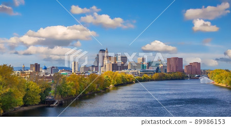 Skyline of downtown Hartford city, cityscape in Connecticut, USA Skyline of downtown Hartford city, cityscape in Connecticut, USA 89986153