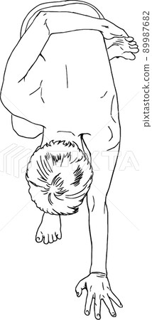 Arda grasshopper Padmotta Nasana (half lotus flower forward bending pose) 89987682