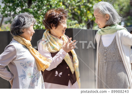 Three senior women who are good friends 89988243