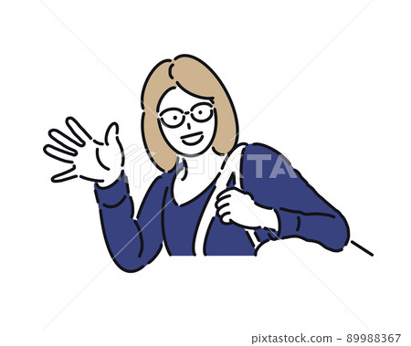 一個戴眼鏡的女人向我們招手 89988367