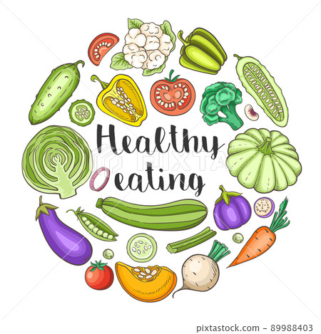 Healthy eating and vegan concept. - Stock Illustration [89988403] - PIXTA