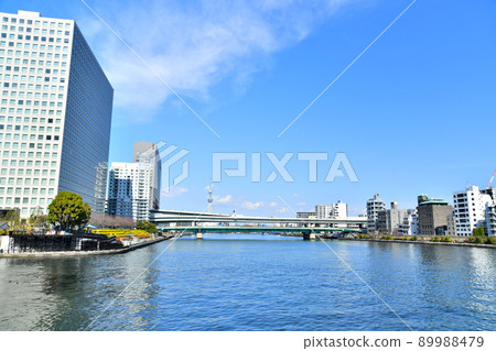 永台橋/隅田川俯瞰隅田川大橋地區（東京都中央區）[2022.3] 89988479