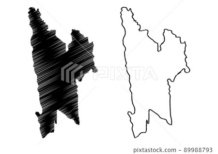 Lawngtlai district (Mizoram State, Republic of India) map vector illustration, scribble sketch Lawngtlai map Lawngtlai district (Mizoram State, Republic of India) map vector illustration, scribble sketch Lawngtlai map 89988793