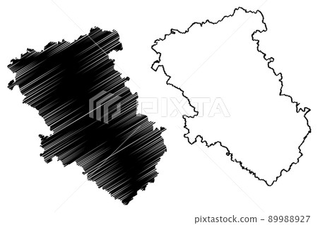 Lucknow district (Uttar Pradesh State, Republic of India) map vector illustration, scribble sketch Lucknow map 89988927