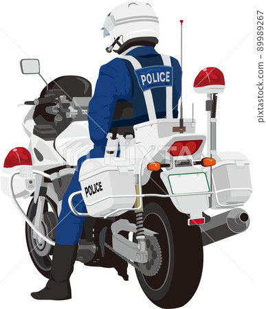 警察摩托車後視圖 89989267