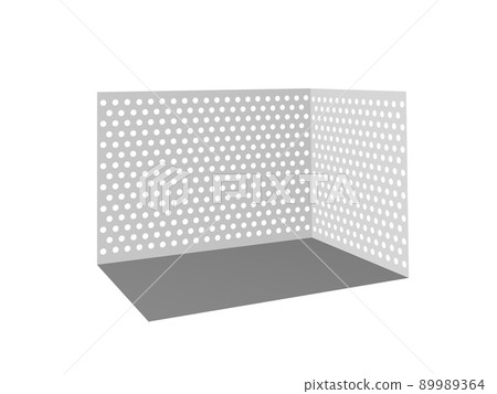 箱形穿孔板的內部視圖。舞颱風格。點圖案。 3DCG。背景透明 CG。 89989364