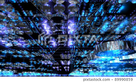 廣闊數字空間的視野。可以在遠處看到的技術奇點。元界中的信息存儲和數據陣列。 89990859