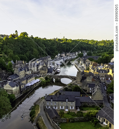 Aerial view of Port of Dinan - Dinan, France Aerial view of Port of Dinan - Dinan, France 89990905