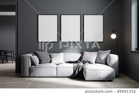 mock up poster frame in modern interior background, living room, minimalistic style, 3D render, 3D illustration mock up poster frame in modern interior background, living room, minimalistic style, 3D render, 3D illustration 89991358
