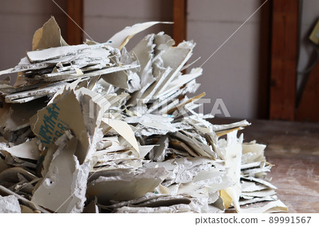 Pile of waste gypsum board Pile of waste gypsum board 89991567