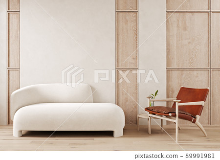 Scandinavian living room interior mockup, natural wooden furniture and trendy home accessories on bright beige background, 3d render Scandinavian living room interior mockup, natural wooden furniture and trendy home accessories on bright beige background, 3d render 89991981