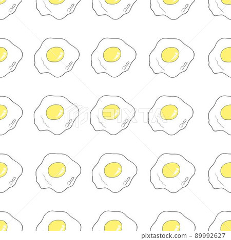 Fried egg seamless pattern. Scrambled eggs illustration. Breakfast background vector illustration 89992627