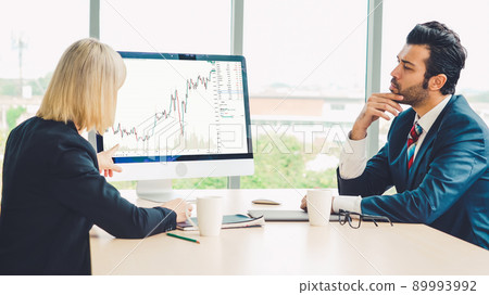 Stock market data chart analysis by ingenious computer software 89993992