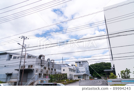 Tamasakai-dori, Costco's facing factory and warehouse, East exit of Tamasakai station, Keio Sagamihara line, Spring blue sky, Machida, Tokyo 89994243